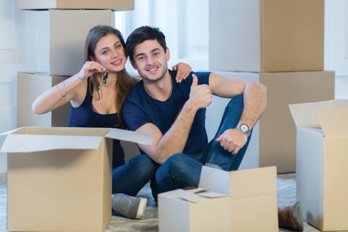 London movers preparing for a residential move with boxes and furniture