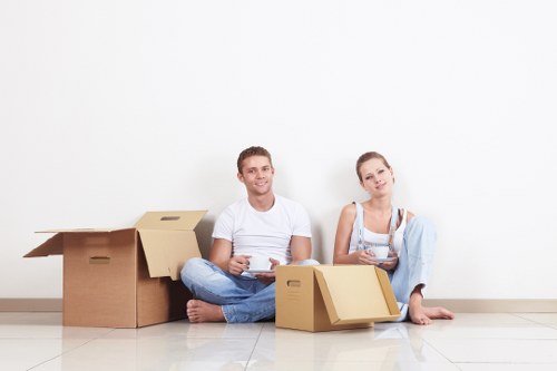 London moving team planning access for a removal truck near residential flats
