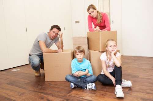 Office relocation with movers handling desks and equipment