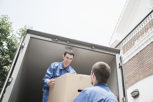 Packing boxes and furniture ready for a London removals van