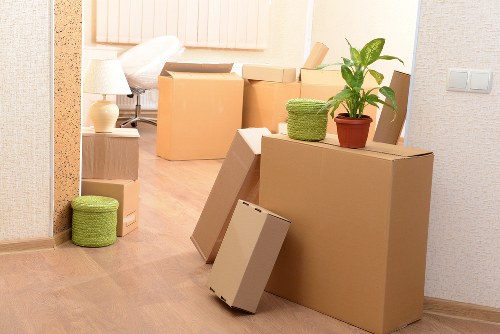 Packed household items prepared for transport