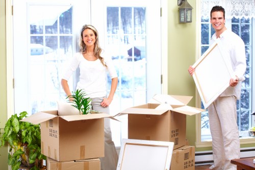 Sustainable removal service with recycling bins, vans, and reuse-focused collections